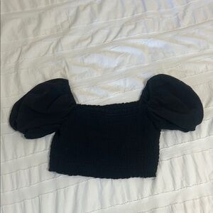 Wild fable target brand black cropped top with balloon short sleeves size XS
